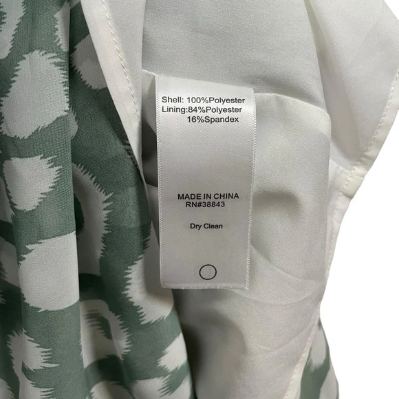 NWT Sam Edelman Sleeveless Ruffle Patterned Midi Dress in Green/White Size 8 - Picture 12 of 14